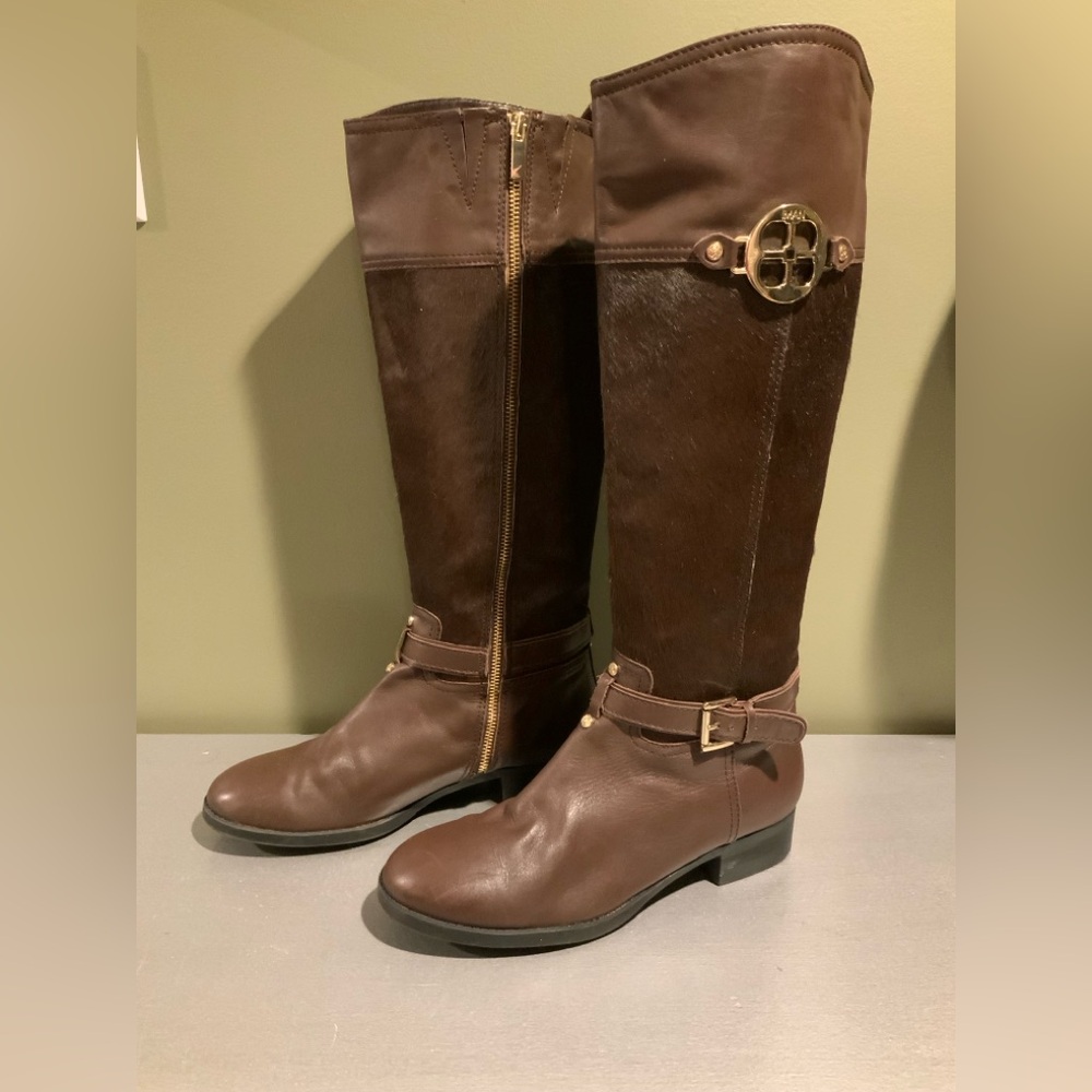 IMAN Dark Brown Leather Riding Boots size 9